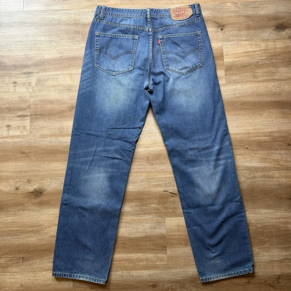 Levis 514 Jeans Men 36x34 Blue Straight Leg Medium Wash Faded Denim Casual‎ Y2K